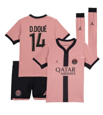 Paris Saint-Germain Desire Doue #14 Tercera Equipación Niños 2024-25 Manga Corta (+ Pantalones cortos)